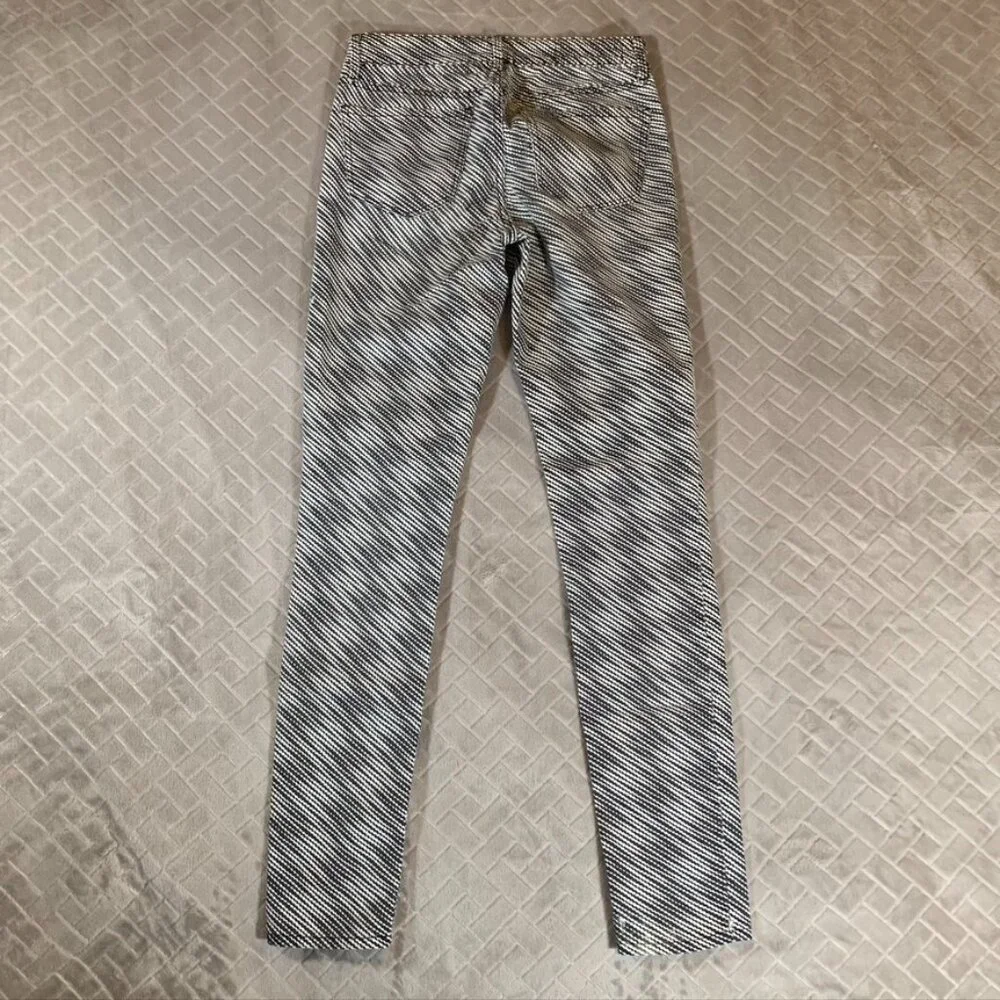 Armani Exchange Womens 26 Denim Jeans Black White Abstract Super Skinny Mid Rise